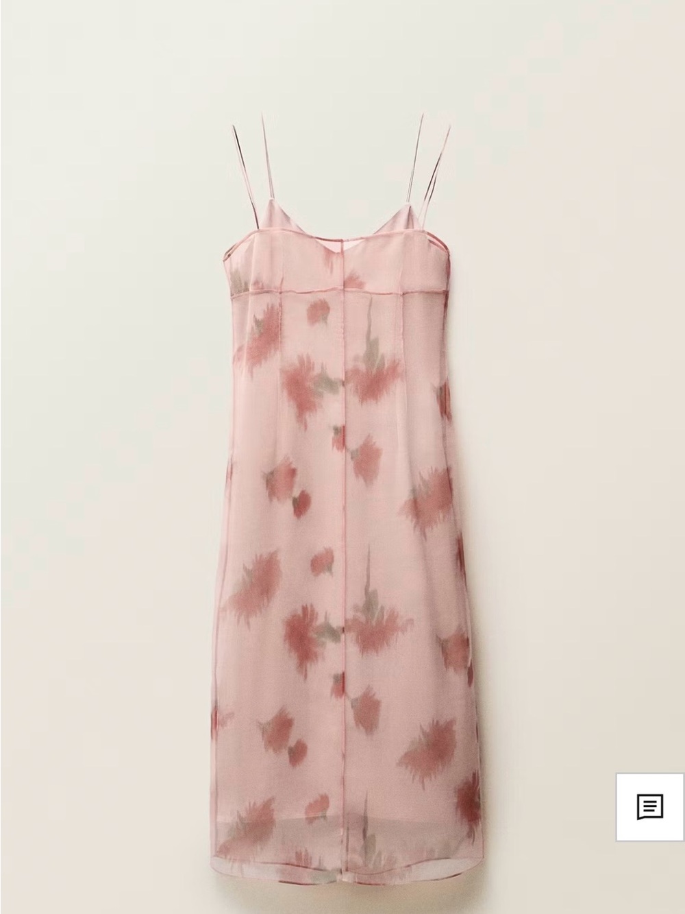 Mango Pink Slip Midi Dress with Dusty Rose Floral Wash